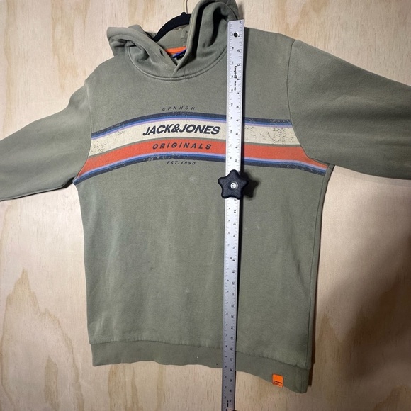 Jack & Jones Green Hoodie with Striped Logo - Picture 8 of 11
